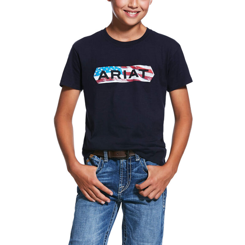 Ariat Flag Tone - T Shirts Donkerblauw Kinderen - 18211-802